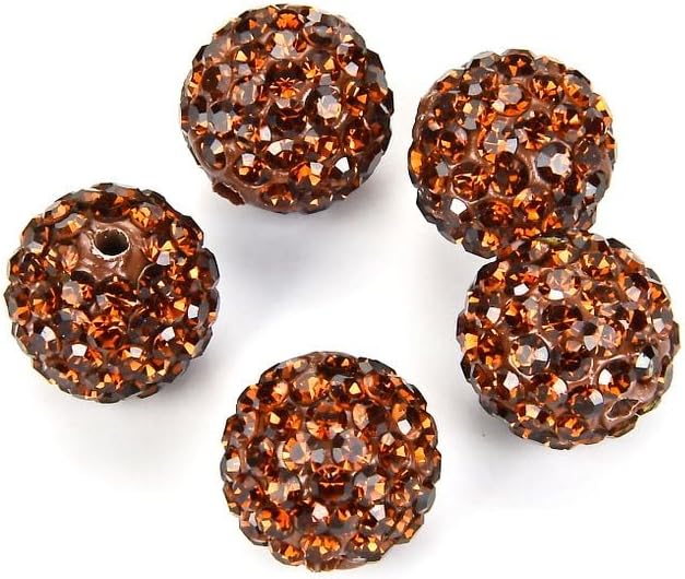 25pcs Adabele Grade A Suncatcher Crystal Rhinestone Pave Loose Beads 12mm Smoked Topaz Yellow Polymer Clay Disco Ball Spacers Compatible with Shamballa All Craft Jewelry Making DB12-51