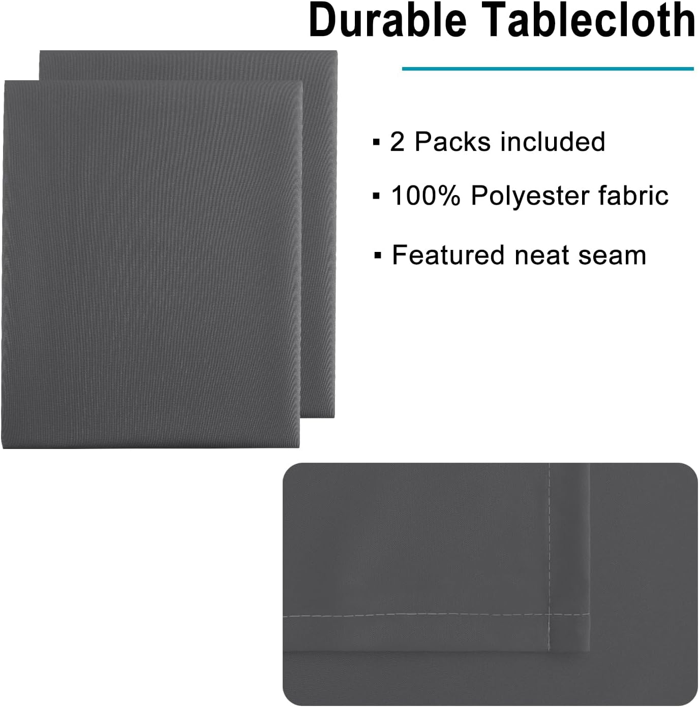 Hiasan 2 Pieces Rectangle Tablecloth - Waterproof and Spillproof Dining Room Washable Polyester Table Cloth for Dining Room, 54 x 108 Inch, Grey