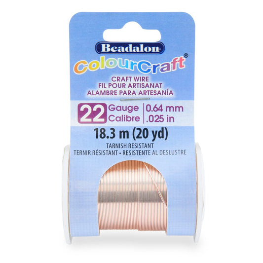 Beadalon ColourCraft Wire, 22 Gauge, Rose Gold Color Silver Plated, 20 yd Spool