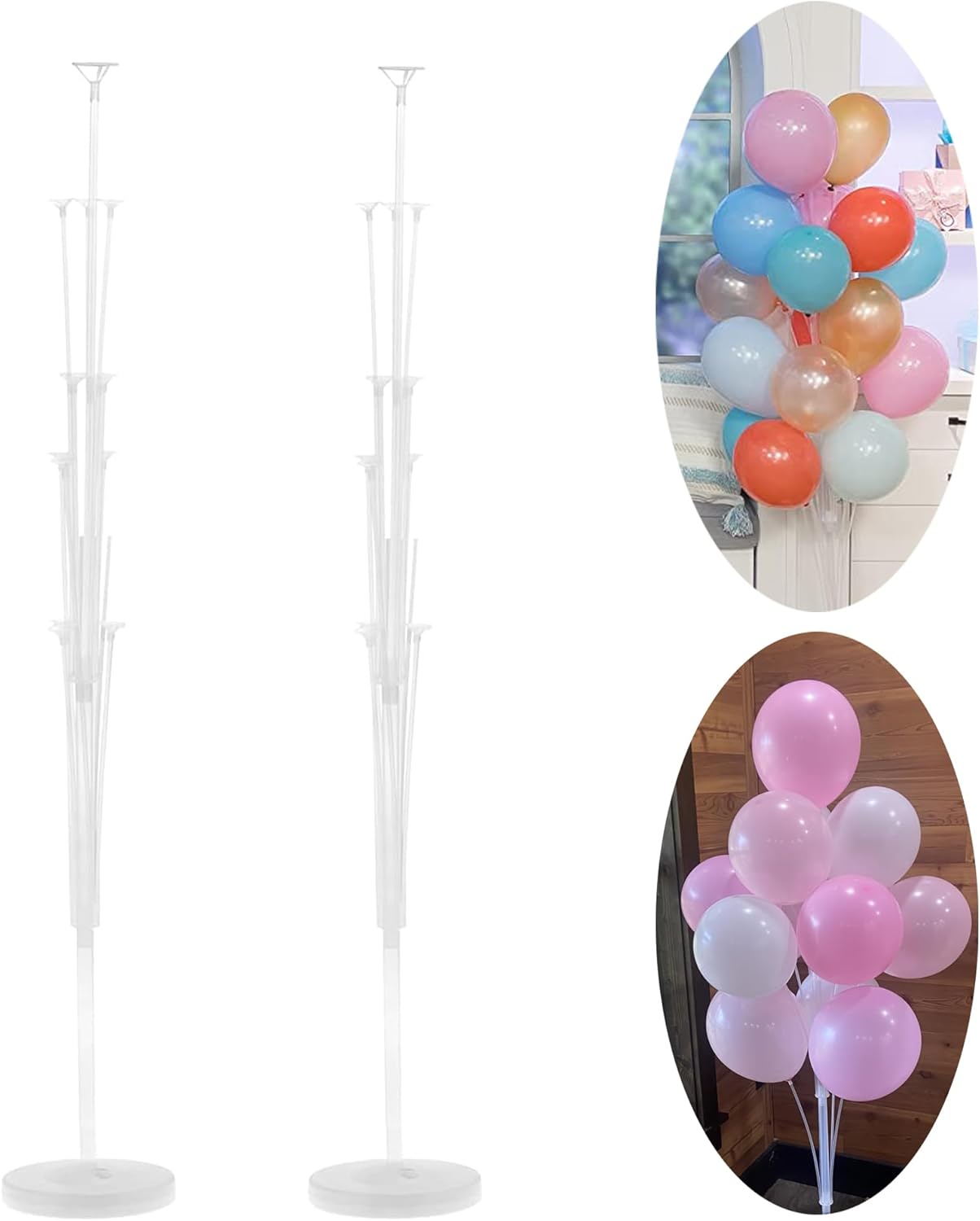 2 Sets 62in Balloon Stand Kit, Balloon Holder on Floor and Table, Balloon Sticker Party Decoration for Wedding Birthday Graduation Baby Shower