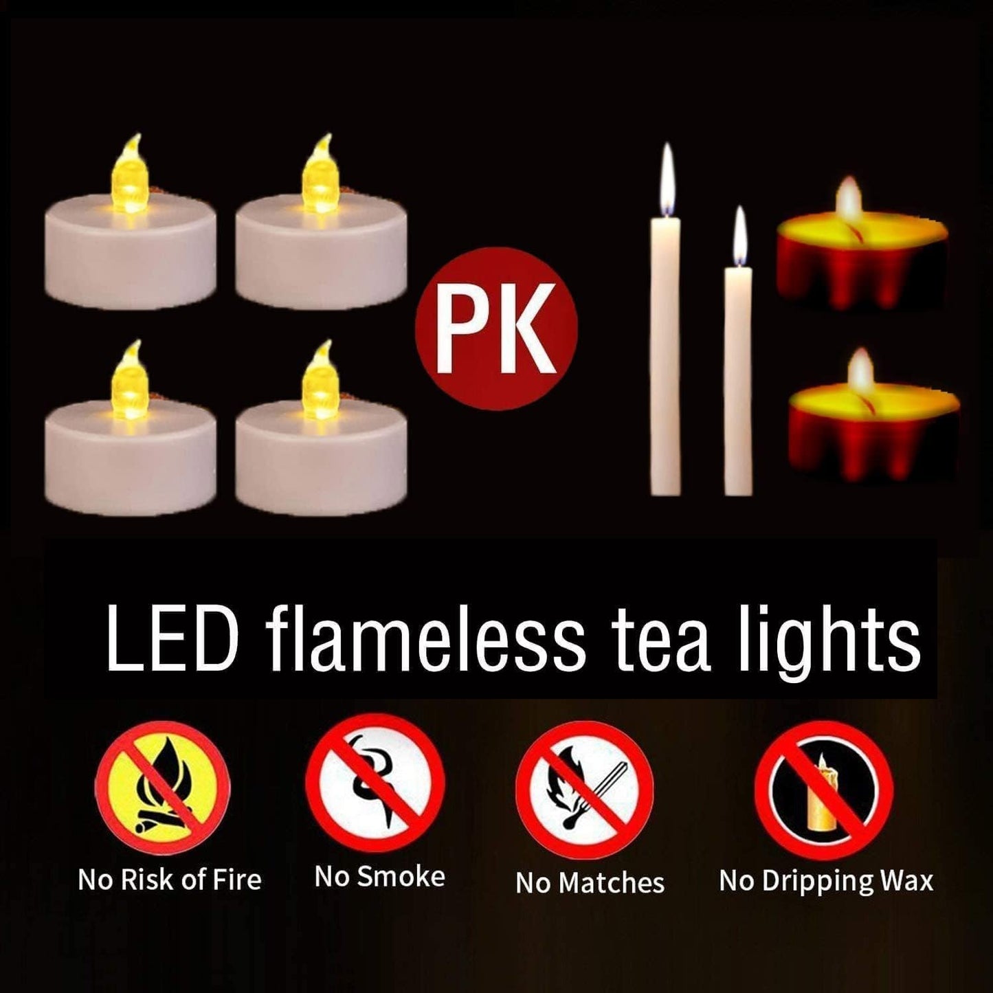Battery Operated Tea Light Candles:200 Pack Flameless LED Realistic Flickering Candles 200+ Hours Electric Fake Candle in Warm Yellow Ideal for Party, Wedding, Birthday, Gifts and Home Decoration