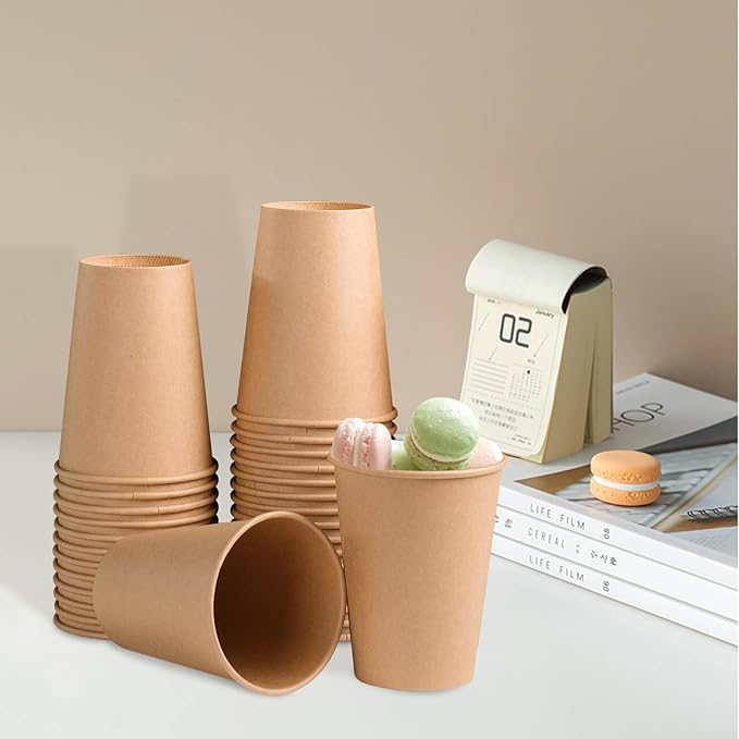 1000 Pack 12 oz Paper Coffee Cups, Disposable Kraft Coffee Cups, Hot/Cold Drinking Cup for Water, Coffee, Juice