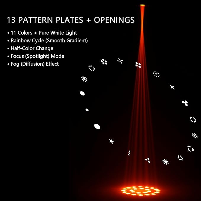 SHEHDS 300W LED Moving Head Light with 13 Gobos, 11 Colors, 8+16 Prism, Frost & Rainbow Wheel, Strobe Effect, DMX512 for Party, KTV, Bar, Stage Show