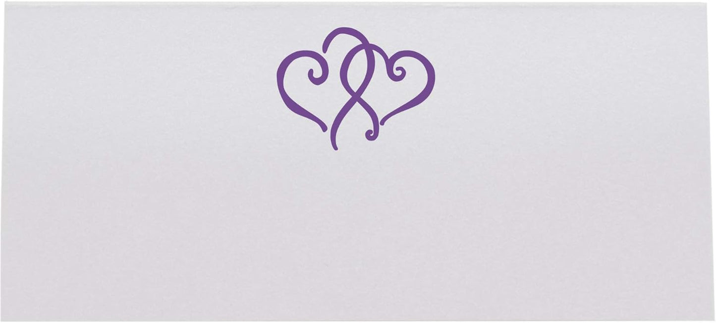 Linked Hearts Printable Place Cards, Purple (Choose Color), Set of 60 (10 Sheets), Laser & Inkjet Printers - Wedding, Party, Dinner, and Special Events - Made in the USA