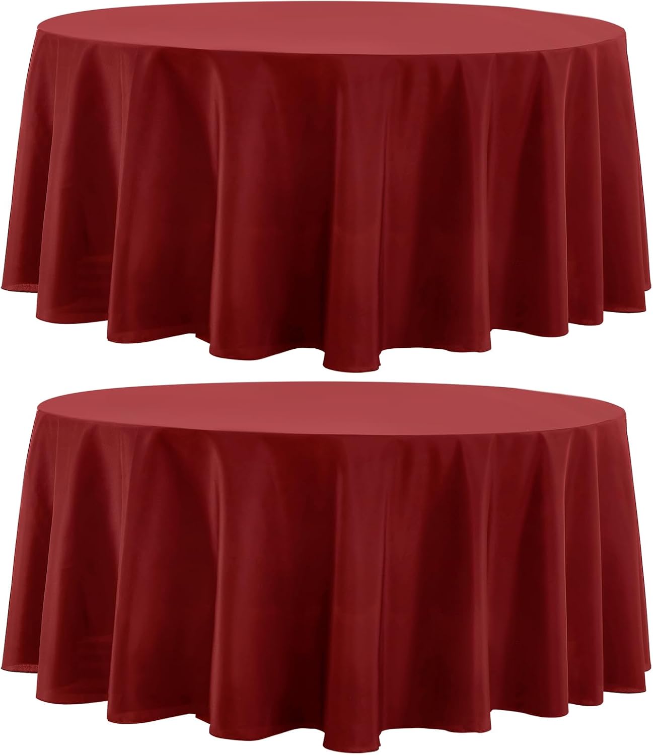 Round Tablecloth 120 Inch Tablecloth 2 Pack Red Table Cloths Washable Decorative Linen Polyester TableClothes Cover for Dining Table Banquets Buffet Parties and Wedding