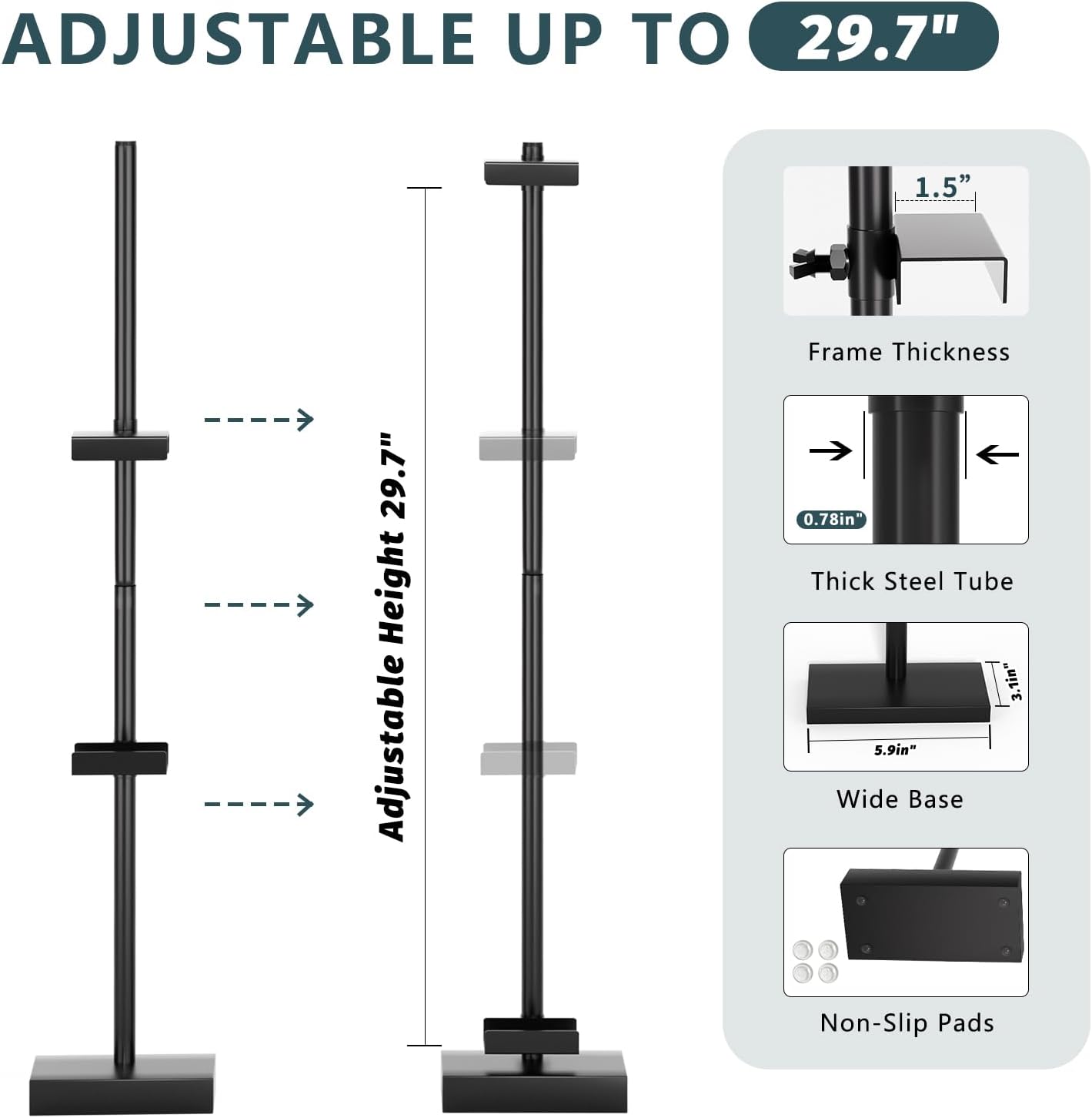 Tabletop Picture Frame Stand, Adjustable for Frames Up to 29" H, Frame Holder Stand Table Easels for Display, Metal Standing Easel Display Stand for Picture Frames, Artwork, Canvas (Black)