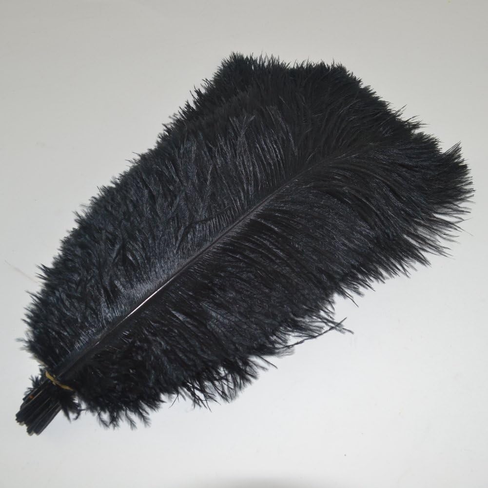 Sowder 14-16inch(35-40cm) Ostrich Feathers Plume for Wedding Centerpieces Home Decoration Pack of 10pcs(Black)