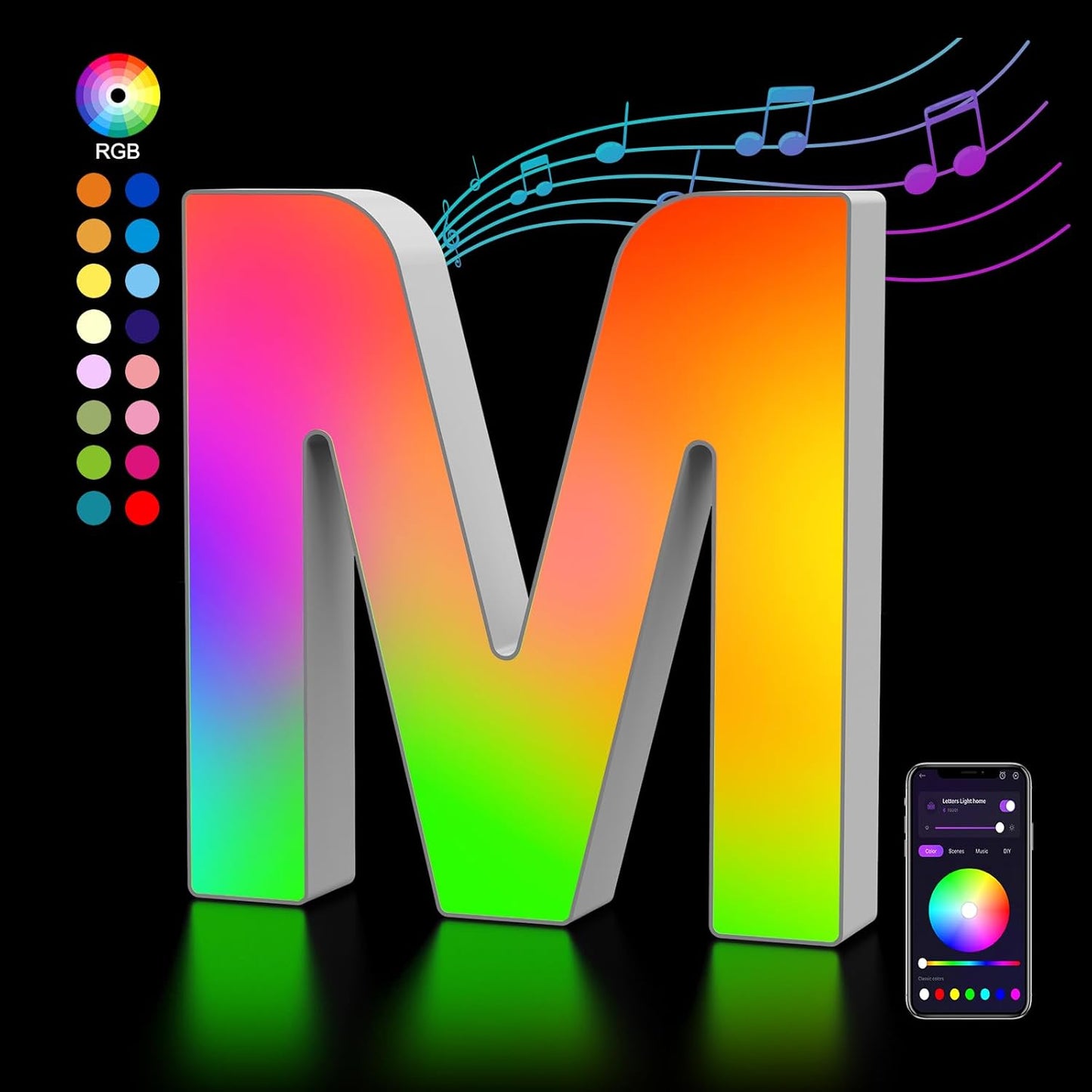 OJQ Light Up Letters LED Letter - Marquee Letters Room Decor Alphabet Letter Music Sync Color Change Colorful - Christmas Birthday Gifts for Girl - Teen Girls Gifts Party Home Wall Decor