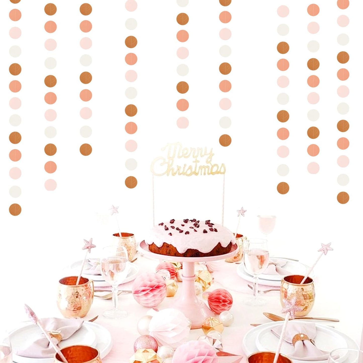 Pink-Brown Peach Party-Decorations Streamers Garland - 52ft Boho Fall Groovy Hanging Paper Banner,Baby Bridal Shower Wedding Autumn Neutral Birthday Room Home Thanksgiving Day Halloween Decor Hugfond