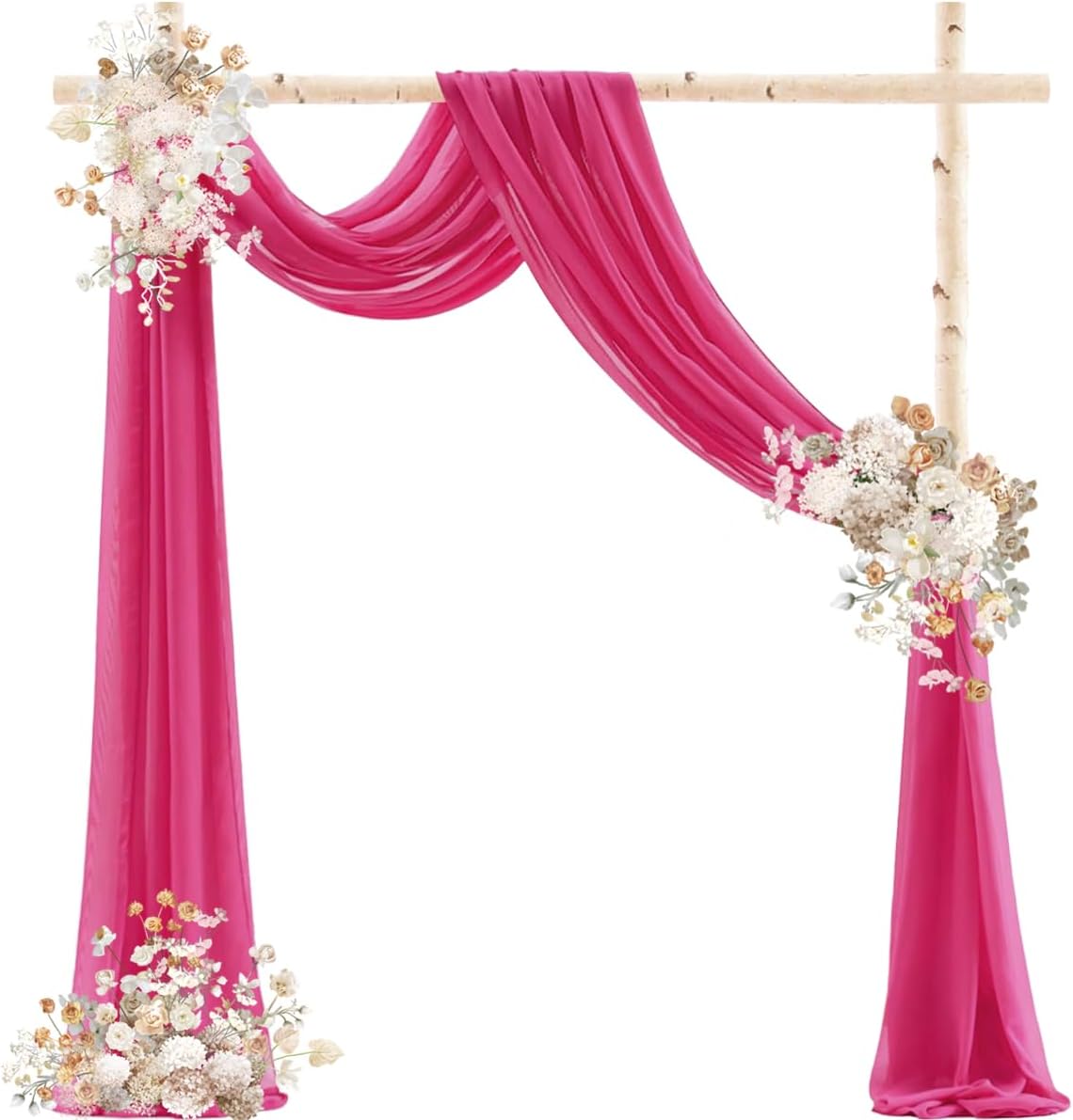 Hot Pink Wedding Arch Draping Fabric 29" x 20 FT Wedding Drapes for Backdrop Sheer Curtains Drapes for Romantic Bridal Baby Shower Decorations Ceremony Birthday Party Fall Outdoor Events