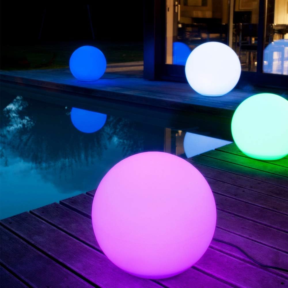 Mr.Go 20-inch Rechargeable LED Ball Light, Waterproof Outdoor Globe Lights w/Remote, 16 RGB Color Changing Glowing Orb, 4400mAh Dimmable Globe Floor Lamp for Home Garden Patio Lawn Pool Party Decor