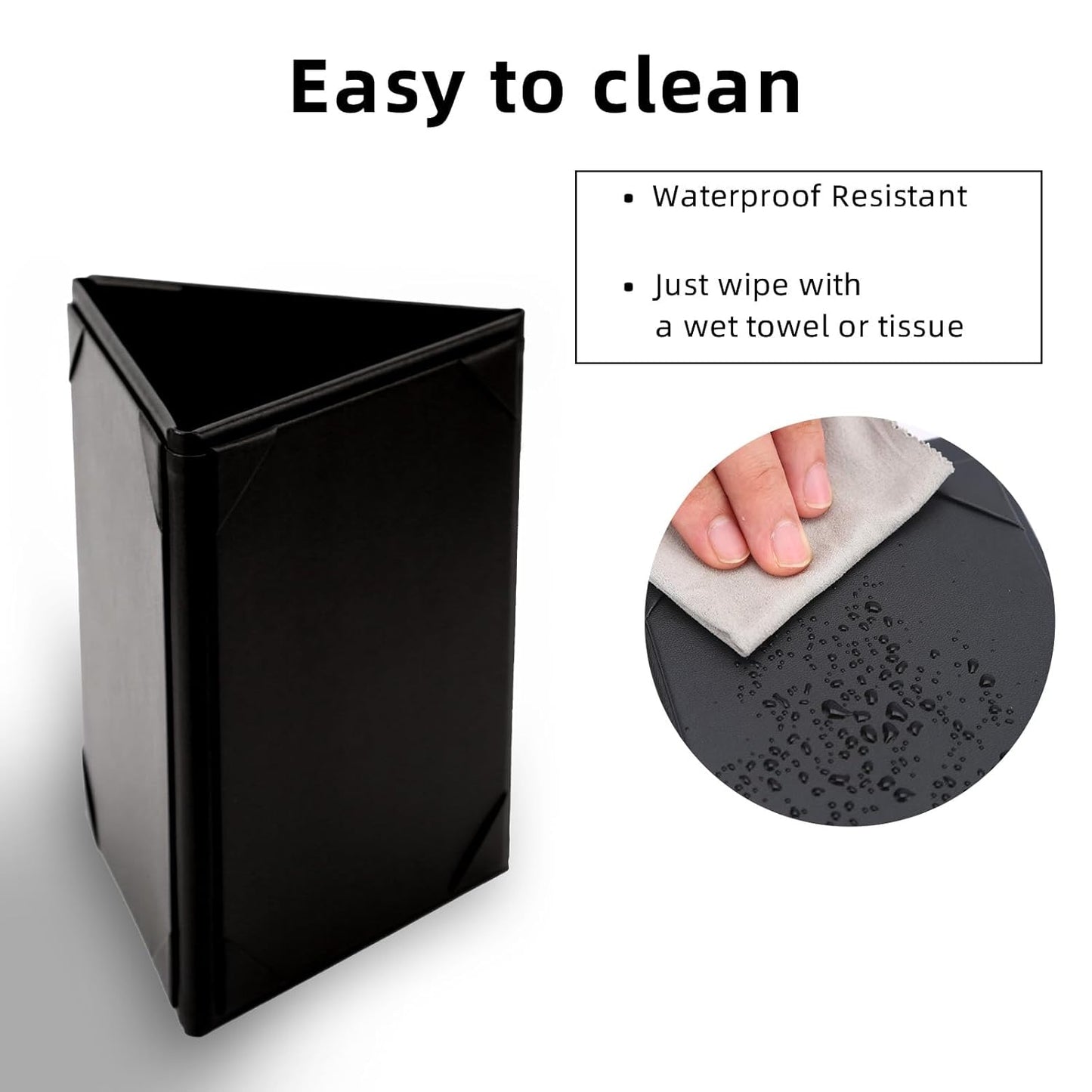 Menu Covers - Set of 10 Double-Sided Table Tent Cards for Restaurant, Dinner Party, and Bar Menus - Includes Bill Holder and Reserved Seating Signs - Easy to Clean and Foldable (10, 4"x6"Trifold)