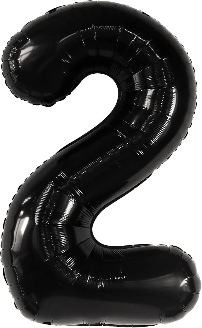 KatchOn Giant Black Number 2 Balloon - 40 Inch | Black 2 Balloon Number, Two Cool Birthday Party Decorations Boy | Black Two Balloon, 2nd Birthday Decorations for Boys