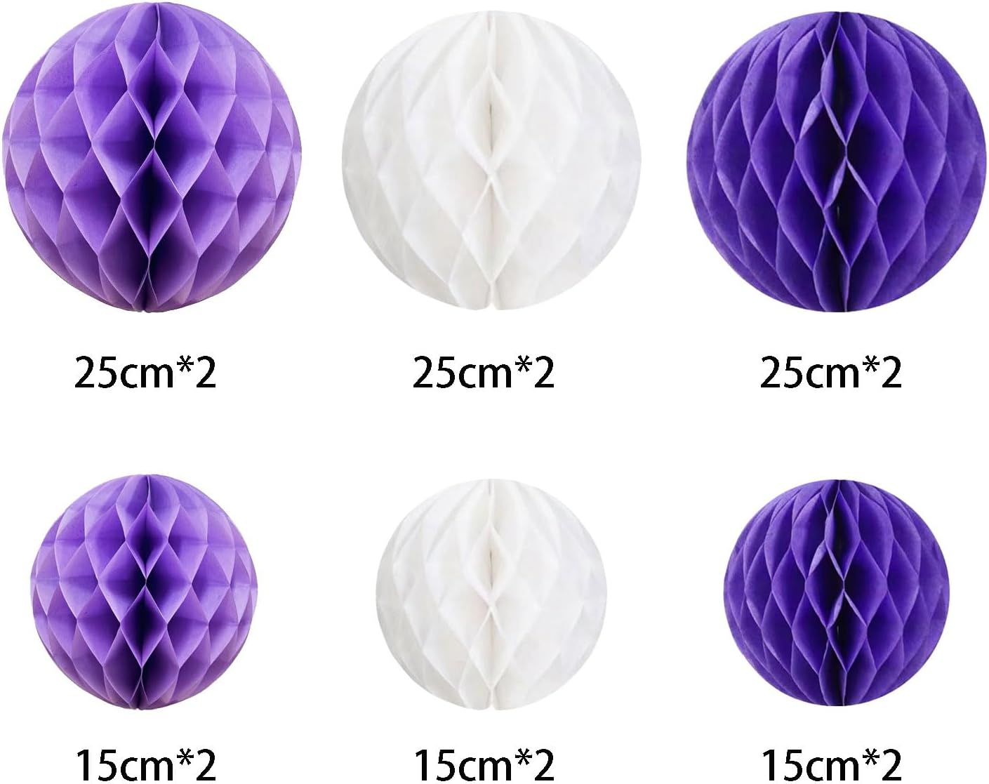 ZOOYOO 12Pcs 6" 10" Honeycomb Balls Decorations Hanging Tissue Paper Pom Poms for Birthday Wedding Party Decorations, Home Decor (Purple)