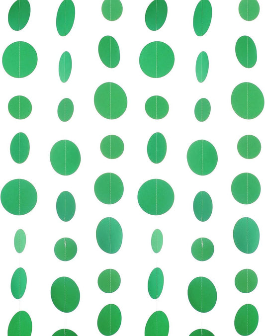 Green Paper Garland Circle Dot Party Banner Streamer Backdrop Hanging Decorations, 20 Feet in Total
