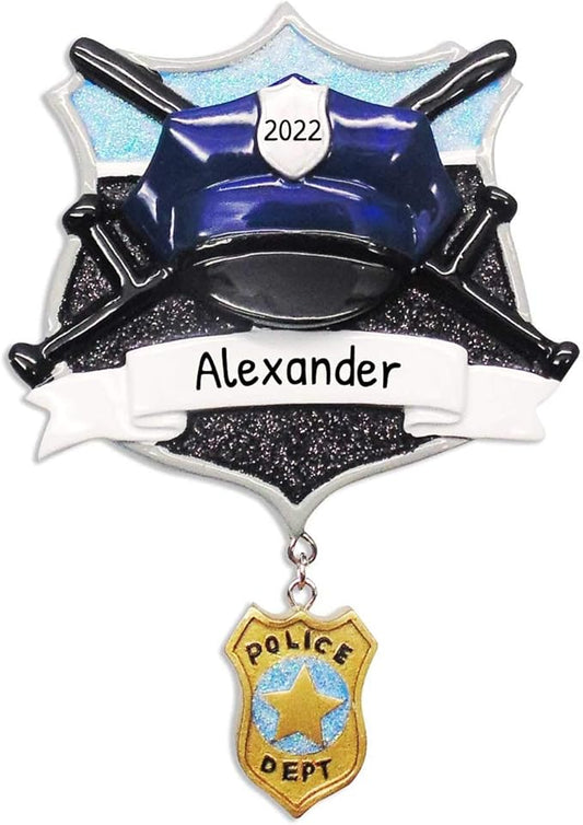 Personalized Police Christmas Ornament 2025 - The Police Ornaments for Christmas Tree Appreciation Gifts for Coworkers Badges Thank You Gifts Coworker Ornaments by Elves