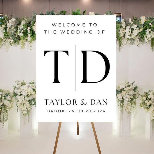 Welcome To Our Wedding Sign, Personalized Wedding Welcome Sign, Wedding Welcome Sign Custom Elegant Welcome Sign for Wedding, Customized Black Wedding Sign, Minimalist Wedding Welcome Sign