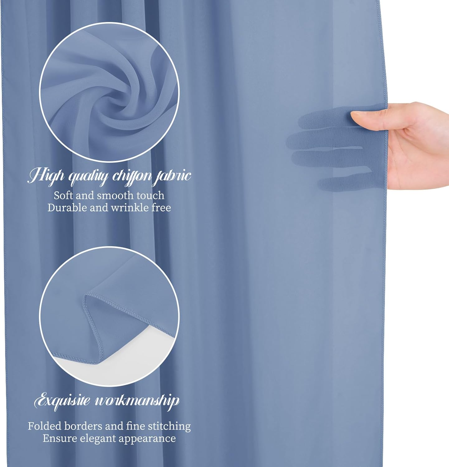Wedding Arch Draping Fabric, 4 Panels 28" x20ft Dusty Blue Sheer Chiffon Curtain Drapes for Wedding Drapes Sheer Backdrop Curtains for Wedding Ceremony Reception Party Decoration