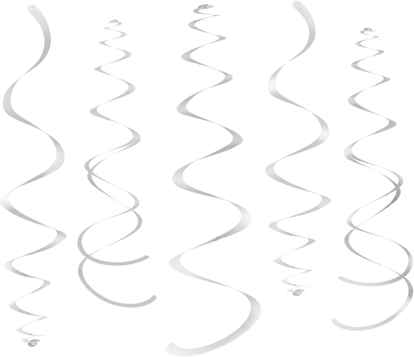 Silver Party Hanging Swirl Decorations Plastic Streamer for Ceiling, Pack of 28