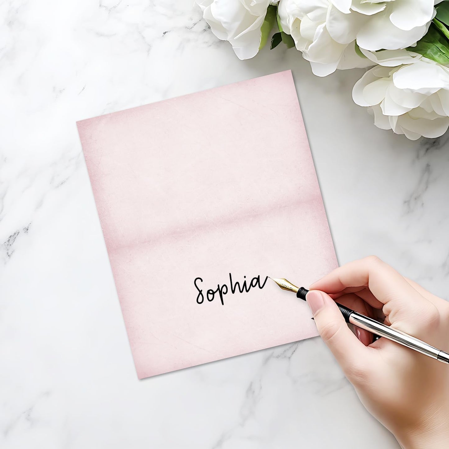 25 Pack Vintage Pink Place Cards, Editable Name Cards for Table Setting, Tent Cards Food Label for Dinner Party, Bridal Shower, Wedding, Baby Shower and Events -T35