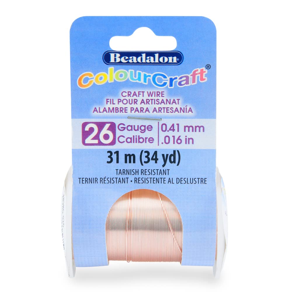 Beadalon ColourCraft Wire, 26 Gauge, Rose Gold Color Silver Plated, 34 yd Spool