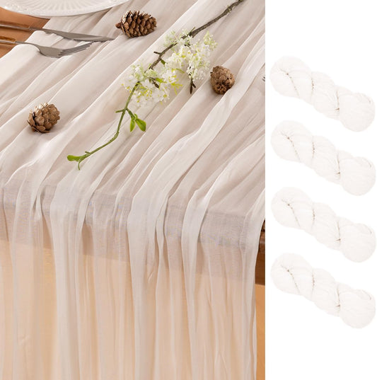 Ivory Table Runner Cheesecloth Table Runner 4 Pack 10FT Farmhouse Table Runners 120 Inches Fall Table Decor Dining Room Centerpiece Wedding Boho Baby Shower Birthday