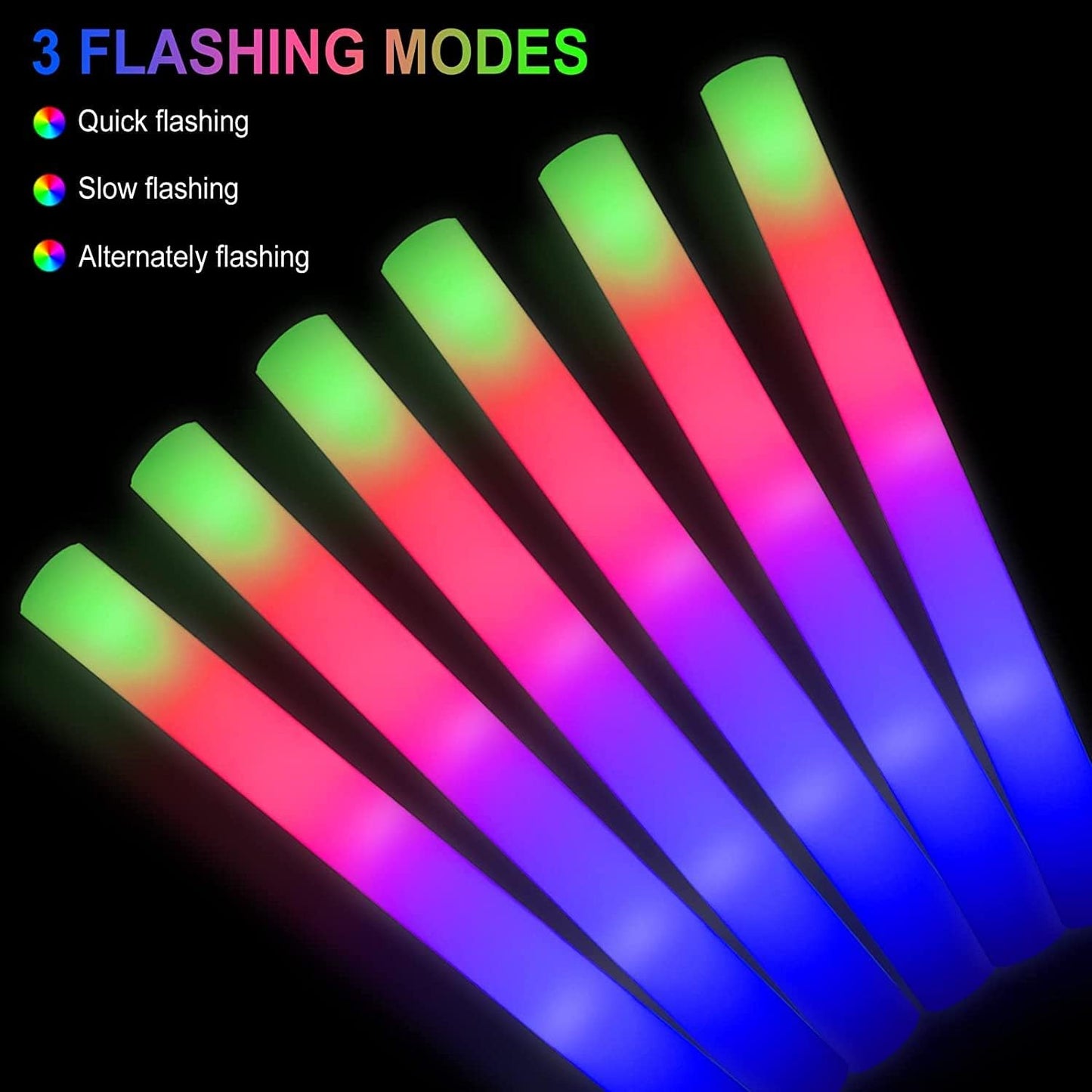 30 Pieces Led Foam Sticks - Flashing Glow Sticks Party Supplies Light Up Baton Wands for Kids, Raves, Birthday, Wedding, Christmas, Halloween, Children Toy