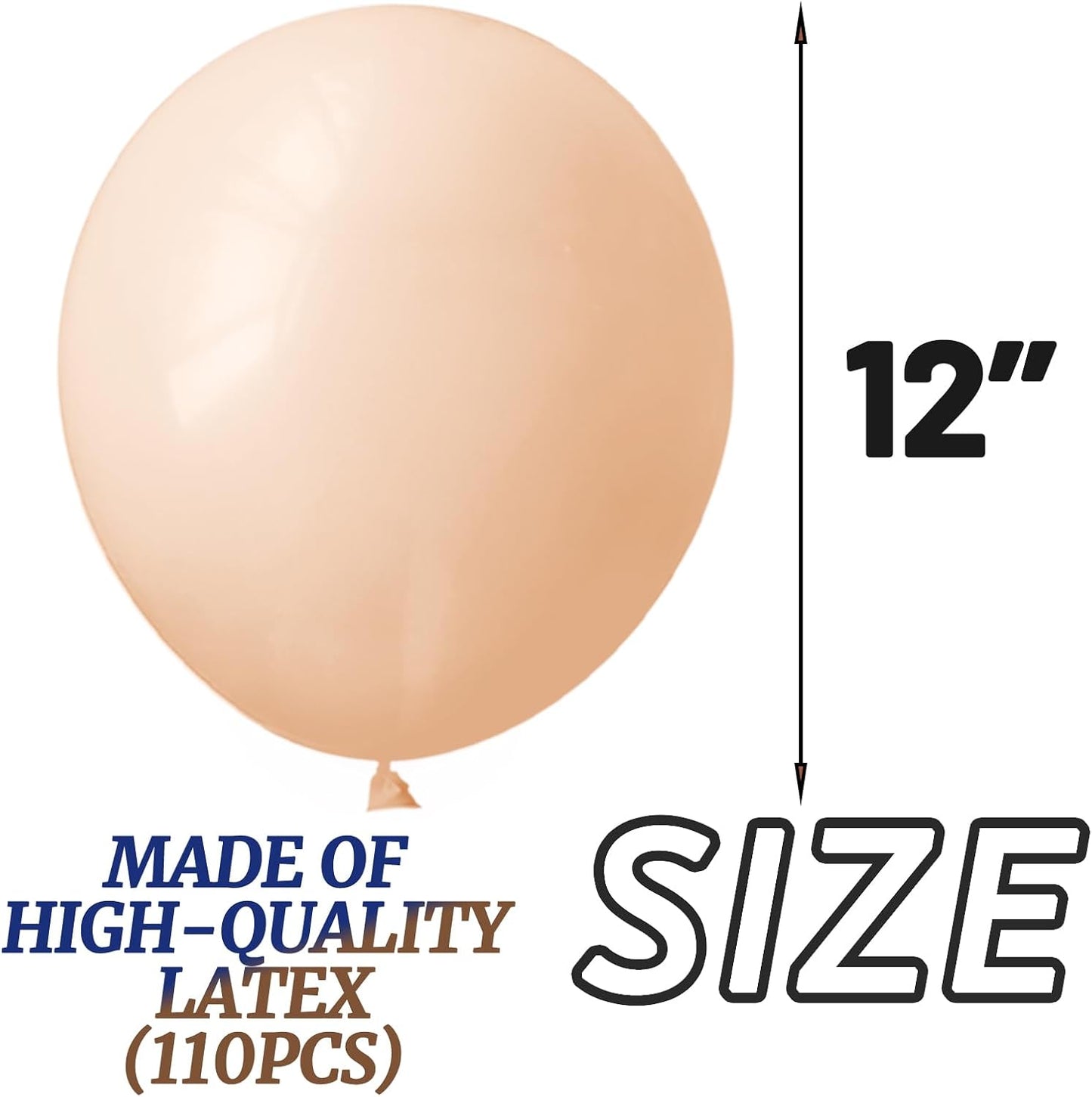 110pcs Nude Balloon 12 inch, Beige Latex Balloons for Birthday Party Baby Shower Wedding(with 2 Ribbons).