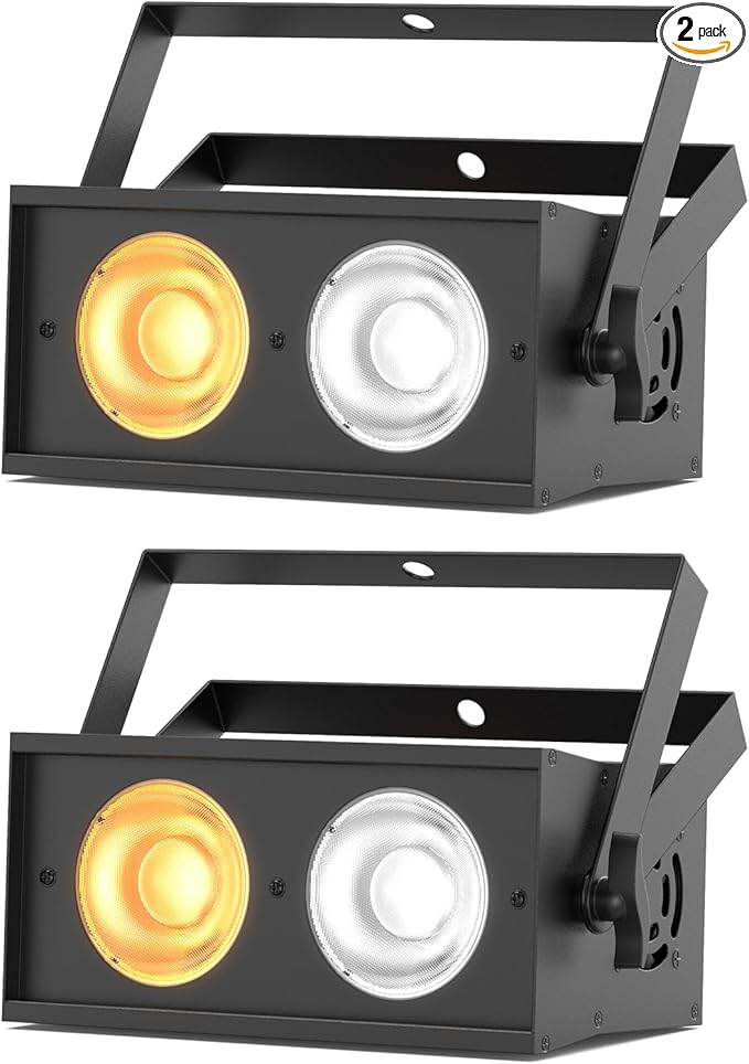 Stage Lights, 120W COB Spotlights LED Par Can Blinder Lights, 2 in 1 Cool White & Warm White DMX512 Sound Activated Audience Uplights for Events Party Wedding Theater Church Concert Dance 2Pcs