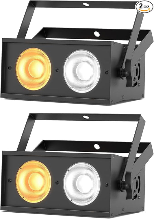 Stage Lights, 120W COB Spotlights LED Par Can Blinder Lights, 2 in 1 Cool White & Warm White DMX512 Sound Activated Audience Uplights for Events Party Wedding Theater Church Concert Dance 2Pcs