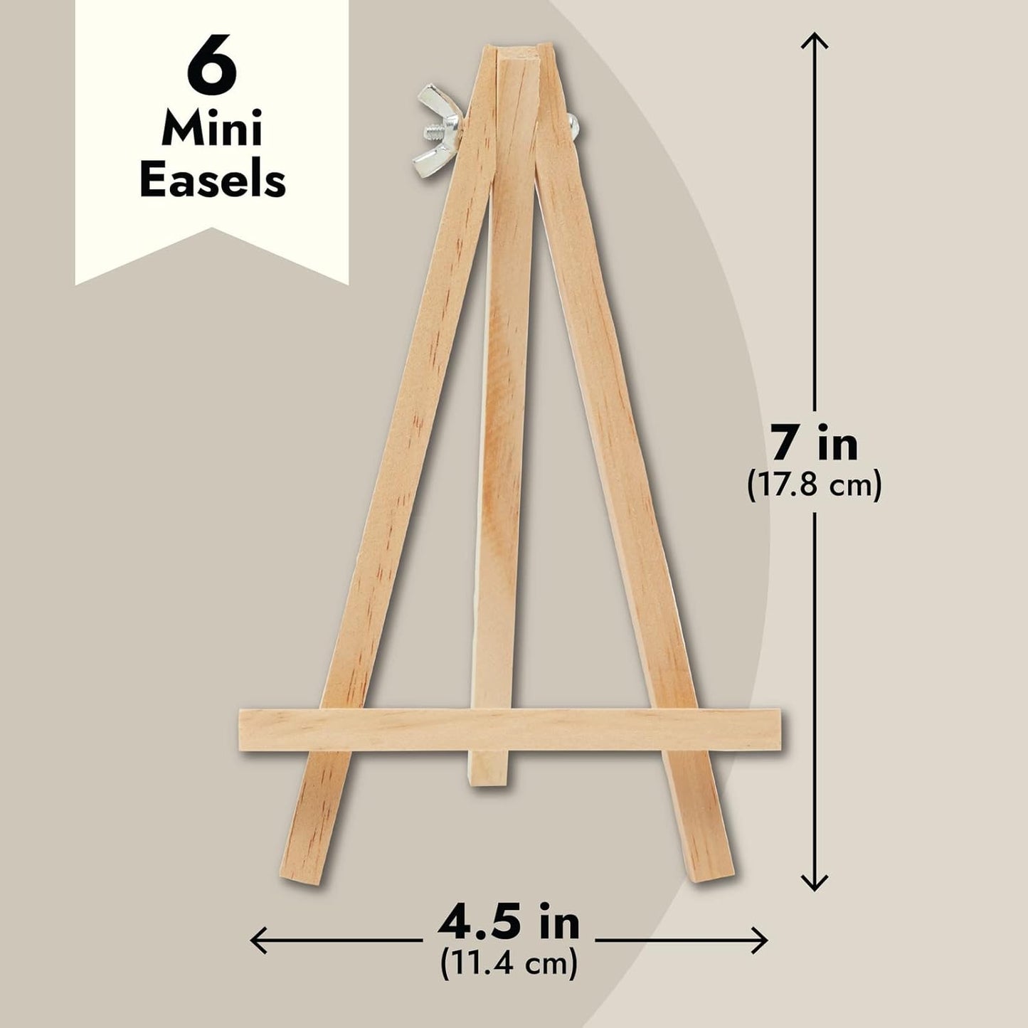 Juvale Mini Easel Stand - 7 in, Light Brown Lotus Wood, 6-Pack - Table & Desktop Display Stand - Place Card Holder & Photo Display