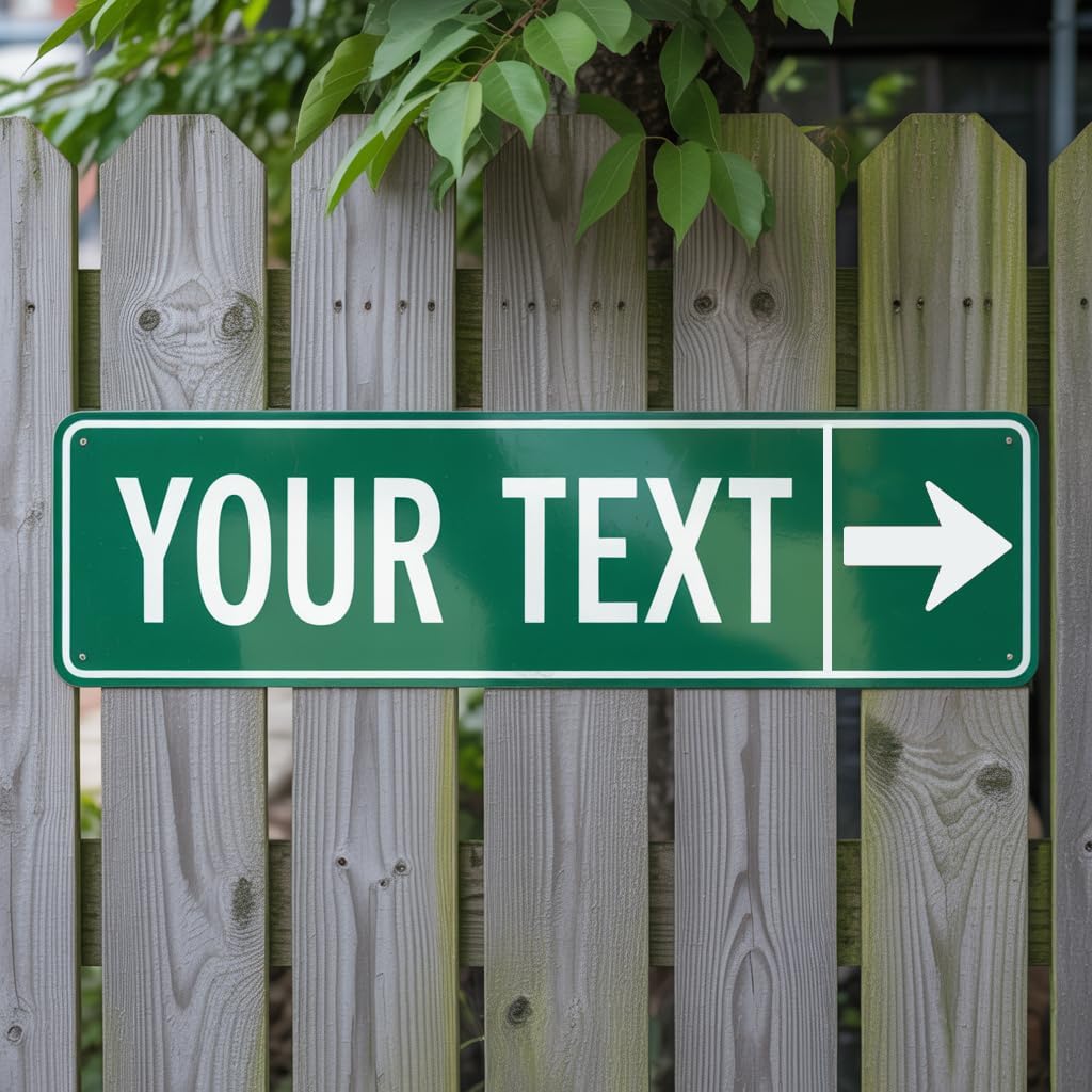 Custom Street Sign, Reflective Option, Directional Arrow Signs, 6x24 Inches, Single/Double Sided, Rust Free Aluminum-UV Protected and Weatherproof