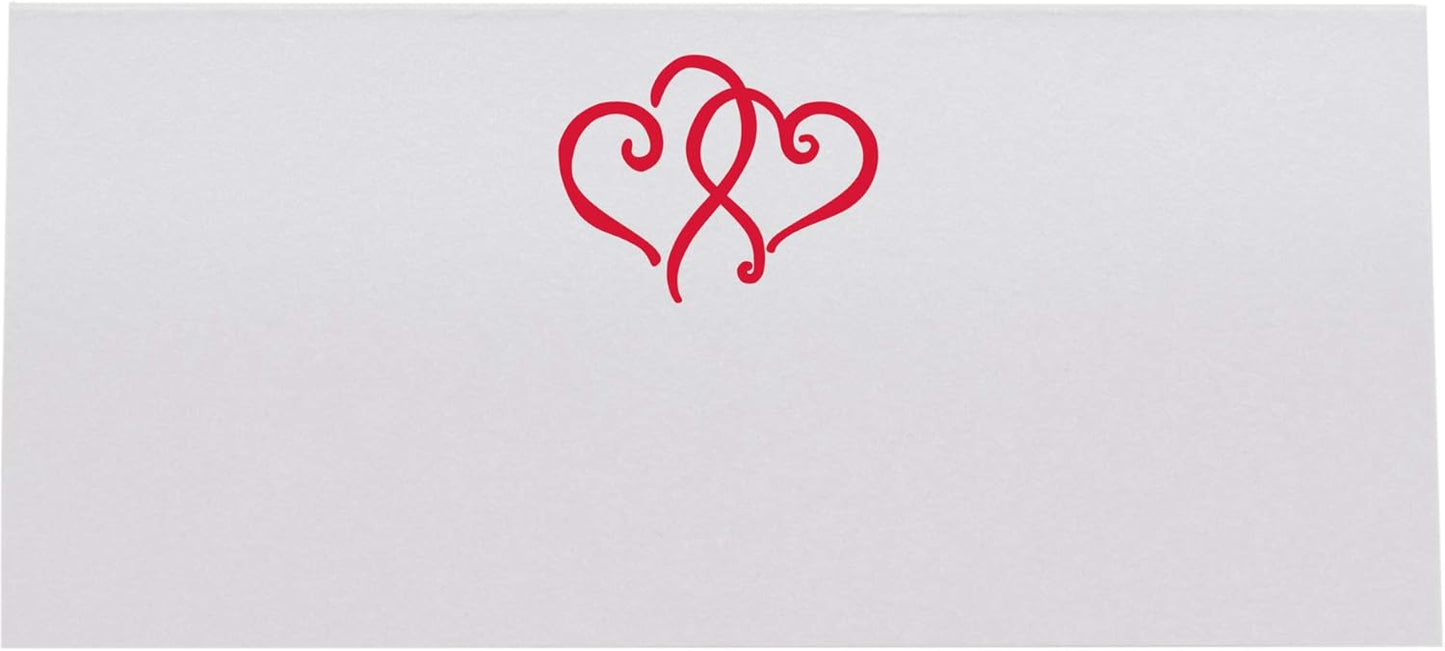 Linked Hearts Place Cards, Ruby Red (Choose Color), Set of 60, Pre-cut and Scored - Wedding, Party, Dinner, and Special Events - Made in the USA