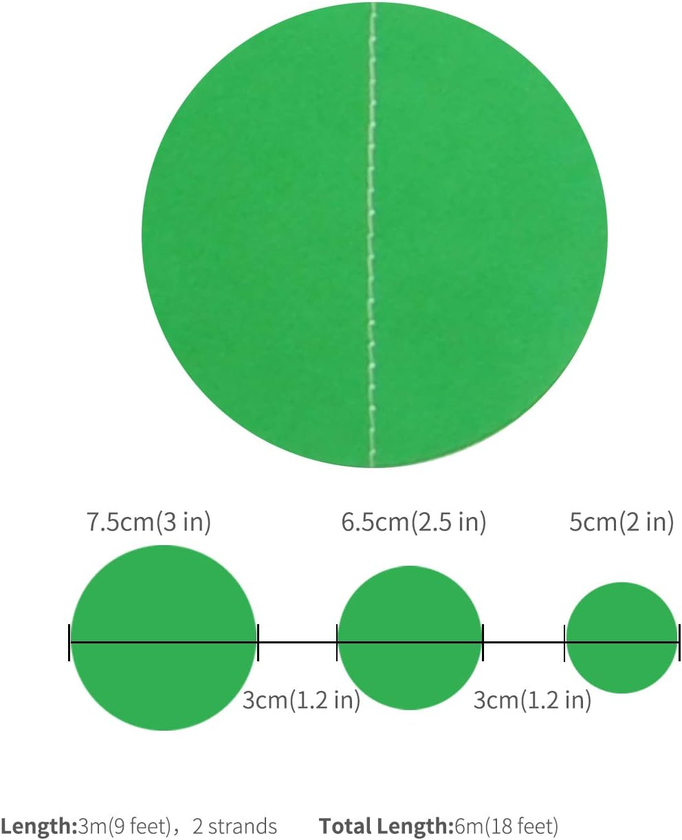 Green Paper Garland Circle Dot Party Banner Streamer Backdrop Hanging Decorations, 20 Feet in Total