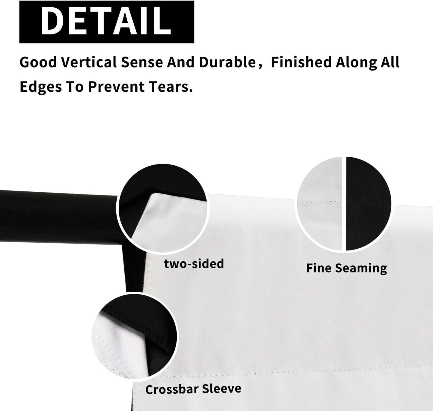 ISSUNTEX 6X9 ft Background Muslin Backdrop, Photo Studio, Collapsible High Density Screen for Video Photography and Television-Black/White