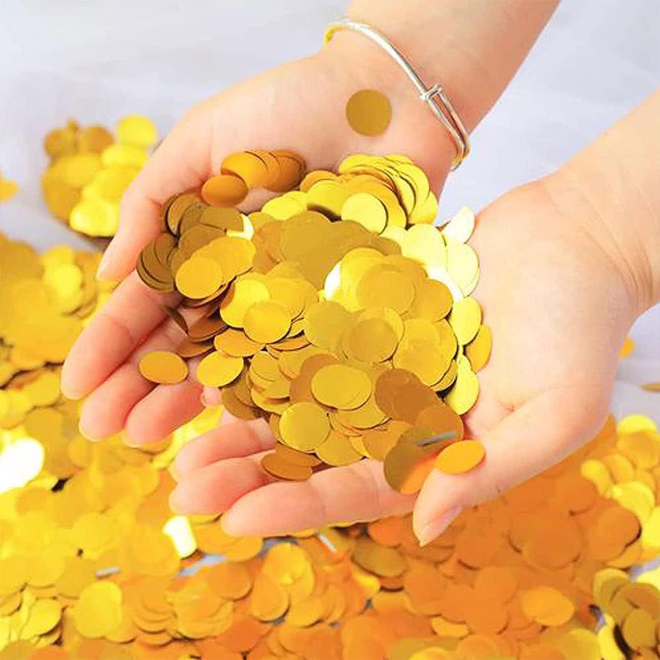 Gold Metallic Foil Confetti(0.59 inch) Round Dots Glitter Table Confetti for Party Wedding Decorations,2.11 OZ per pack