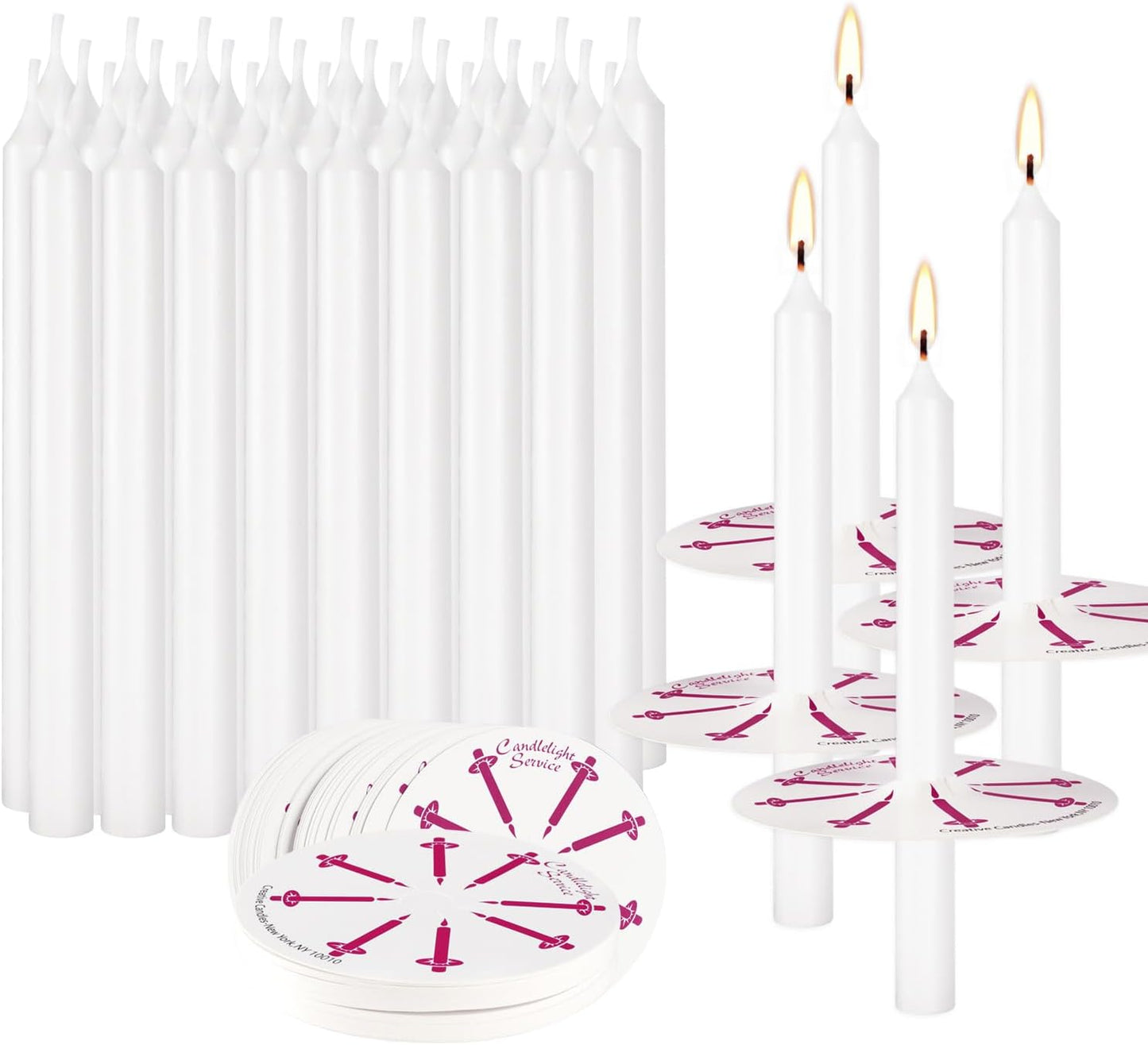 400 Pack White Taper Candles with Drip Guards & Paper Holders - 5 Inch Odorless Religious Candles for Church Prayers, Sabbath Ceremonies, & Home Decorations…