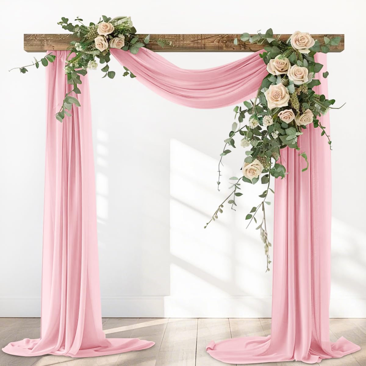 Dusty Rose Elegant Arch Draping Fabric Outdoor 1 Panel 29" × 20Ft Sheer Chiffon Curtain Drapes for Fall Wedding Ceremony Birthday Party Garden Brunch