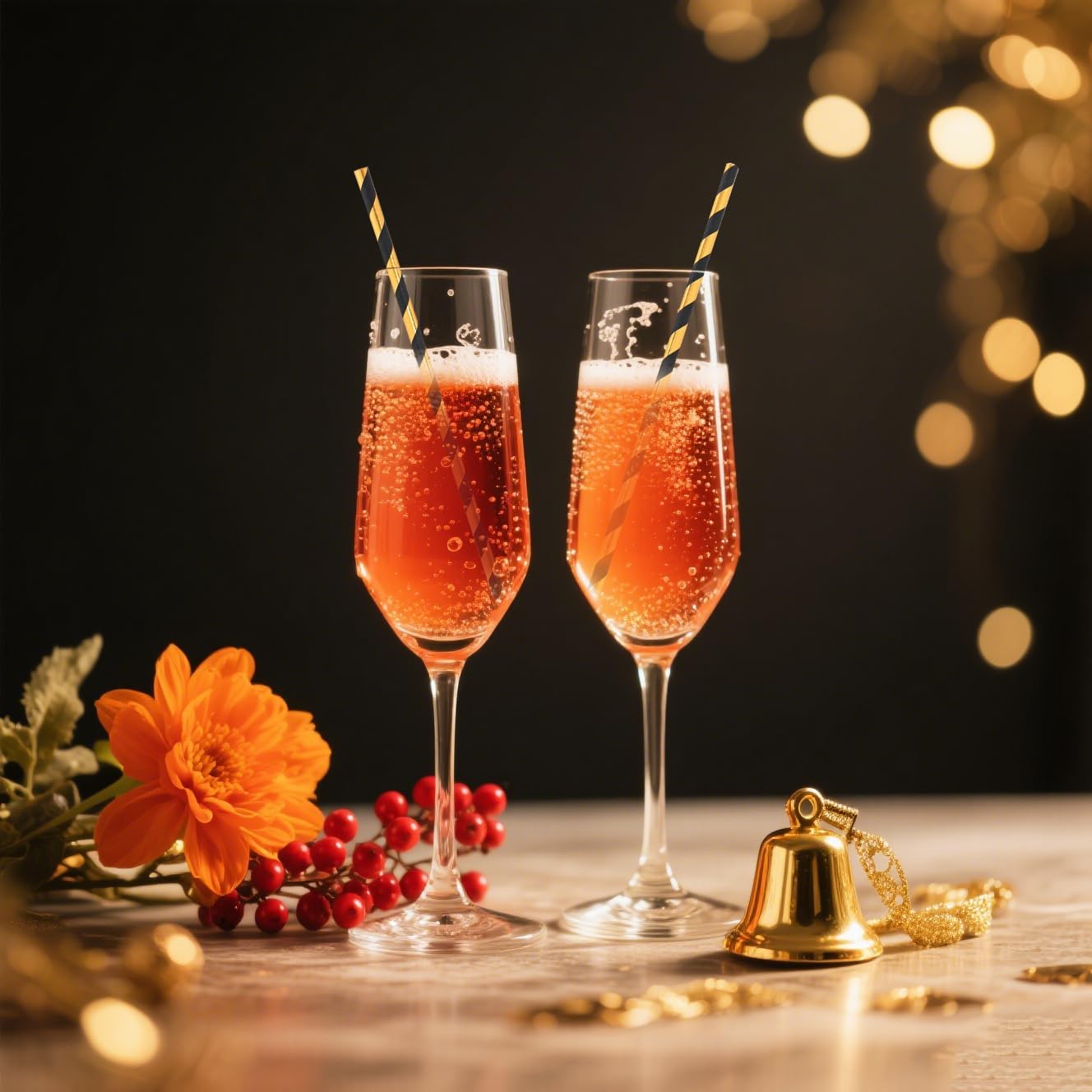 Disposable Paper Drinking Straws - Biodegradable Black Gold Striped Straws for Graduation, Birthday, Party, Bars, 7.75 inch