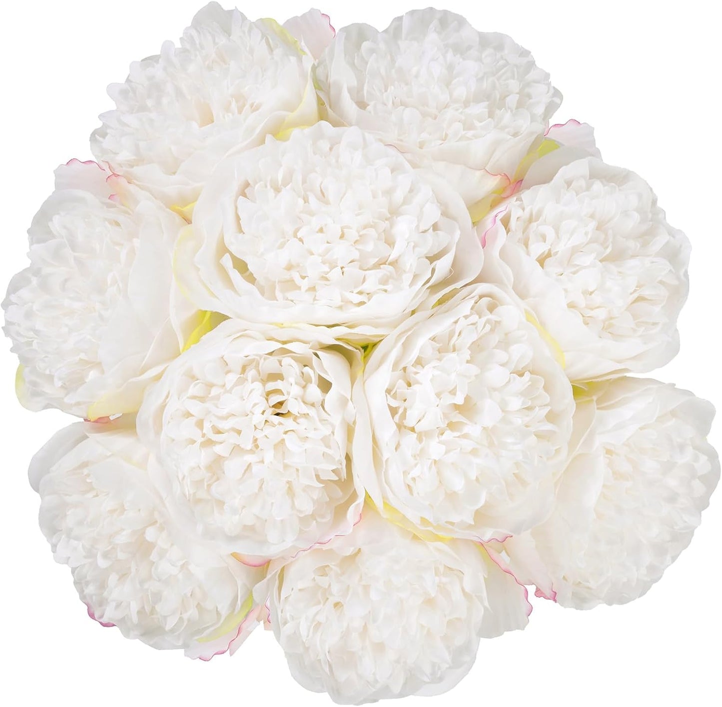 U'Artlines 2 Bouquet 10 Heads Artificial Peony Silk Flower Leaf Home Office Wedding Party Festival Bar Decor (Cream White)