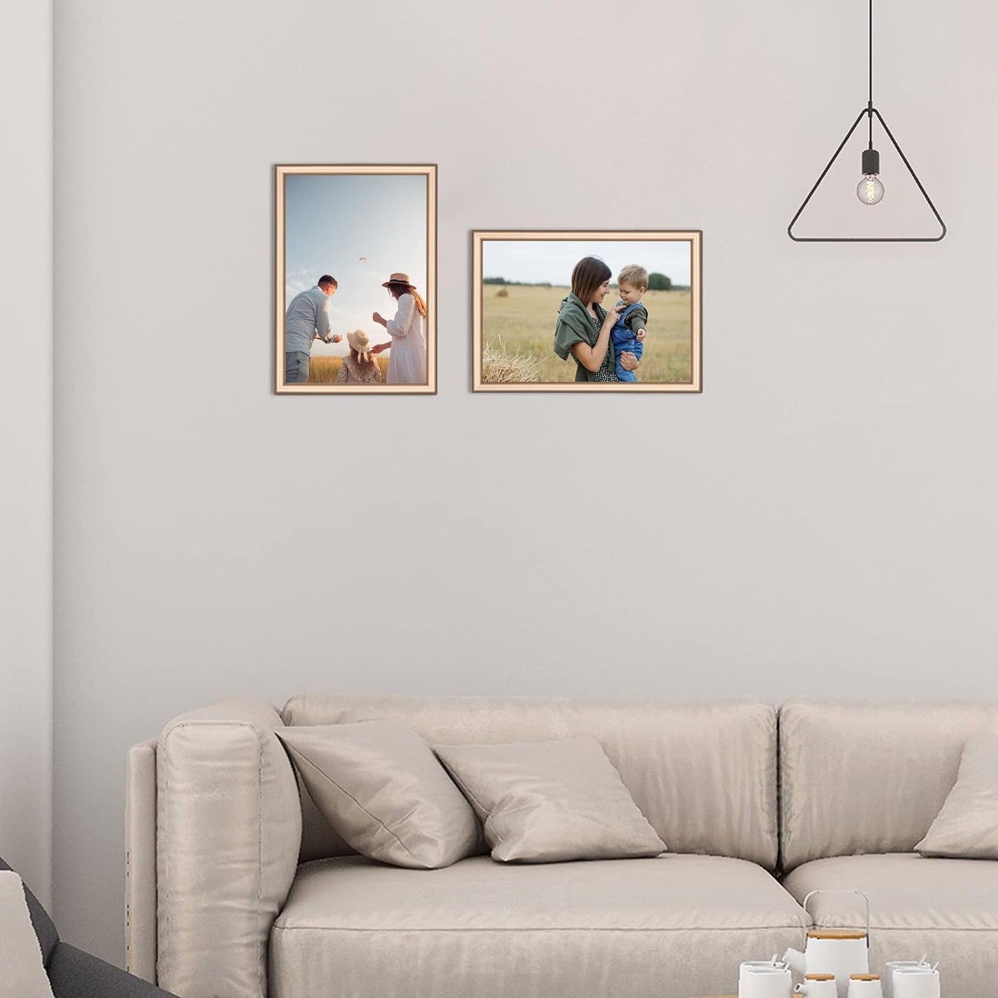 3.5x5 Picture Frames Gold - Brushed Brass Modern Simple Thin Aluminum Metal Photo Frame with HD Real Glass, Display for Tabletop and Wall Collage. (2 Pack)