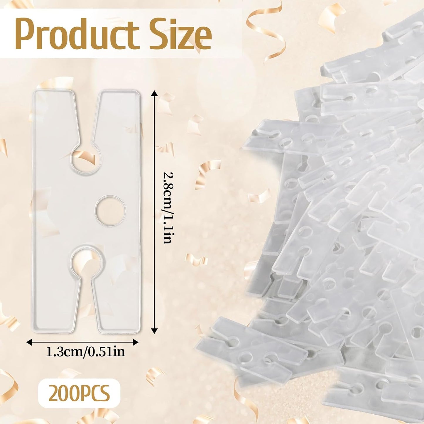 200 PCS Balloon Clips Ties for Sealing, H Shape Plastic Balloon Clips, Clear Bulk Balloons Quick Knotting and Sealing Tying Tools for Wedding, Birthday, Christmas Party Decoration