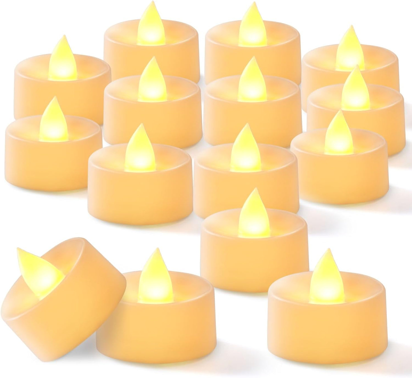BEICHI Flameless LED Tea Lights - 50 Pack Battery Operated Flickering Fake Candles for Wedding, Halloween, Christmas, Diwali - Warm Yellow