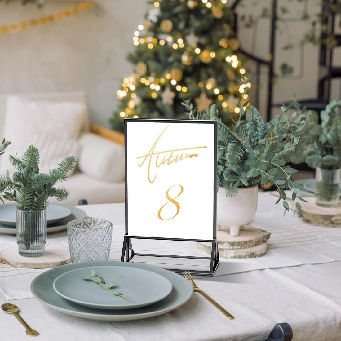 Acrylic Sign Holder 5x7 Display Stand, Clear and Stable Table Plastic Paper Holder, Acrylic Frames for Home Office Shop Photo Frames Exhibition Black (6pcs)