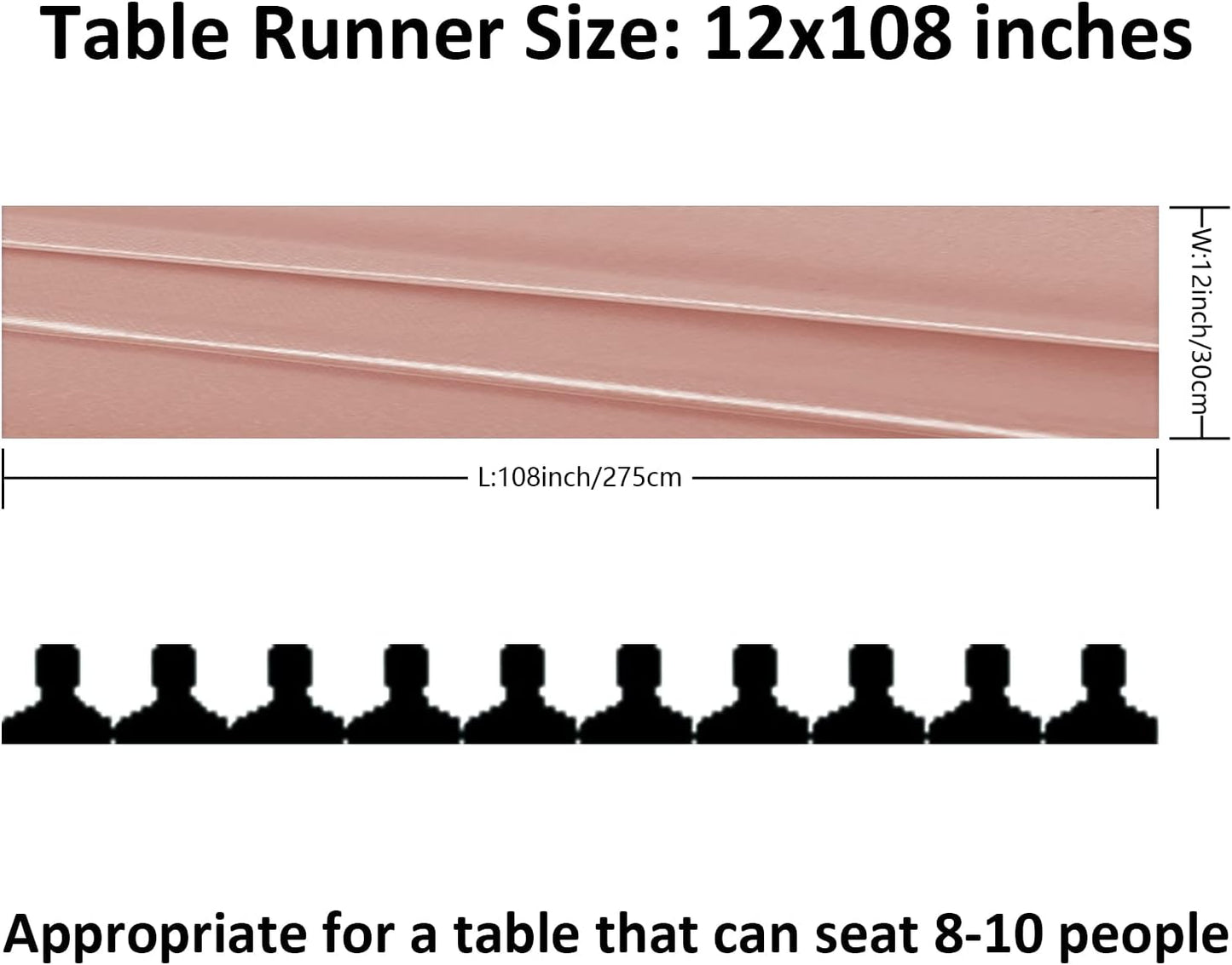 24Pack Table Runner 12 x 108 Inches Satin Silk Table Runner for Wedding, Birthday Party, Banquets, Graduations Decoration, fit Rectange and Round Table-Rose Gold