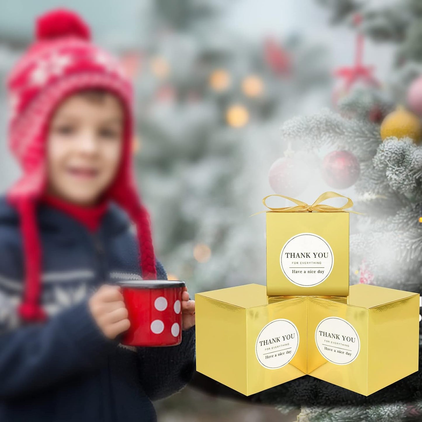 COTOPHER Small Gift Boxes 100 Pack 4x4x4 inches Pink Gift Boxes with Lids for Gifts, Crafting, Wedding Party Favor, Cupcake Boxes, Candy, Bridesmaids Proposal Box with Ribbons and Stickers (Pink, 100