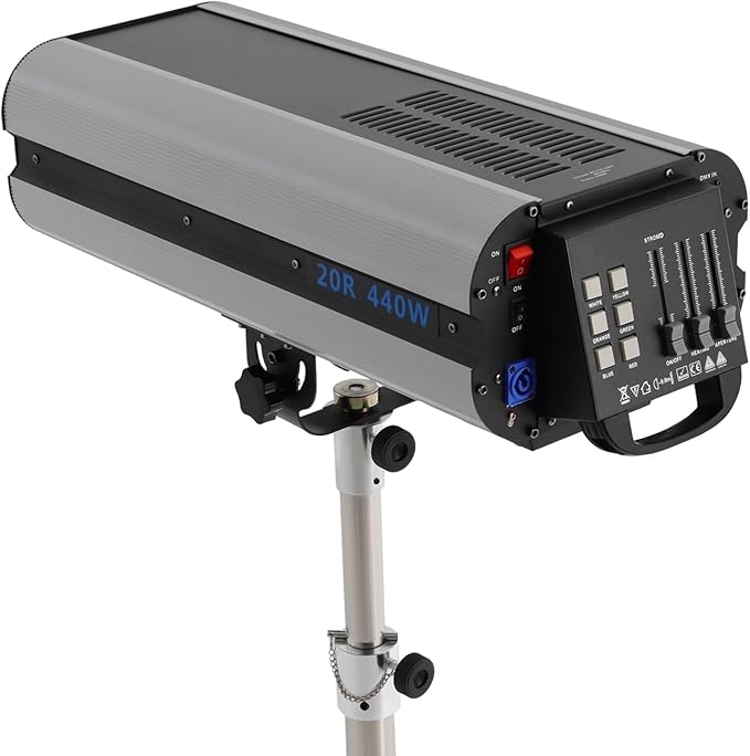 440W LED Stage Spotlight with Tripod, Professional Follow Light with 6 Colors & 3 Color Temperatures (5600K、6000K、3200K), Theater Lights DJ Lighting for Wedding Party, DJ Show, Theater (440, Watts)