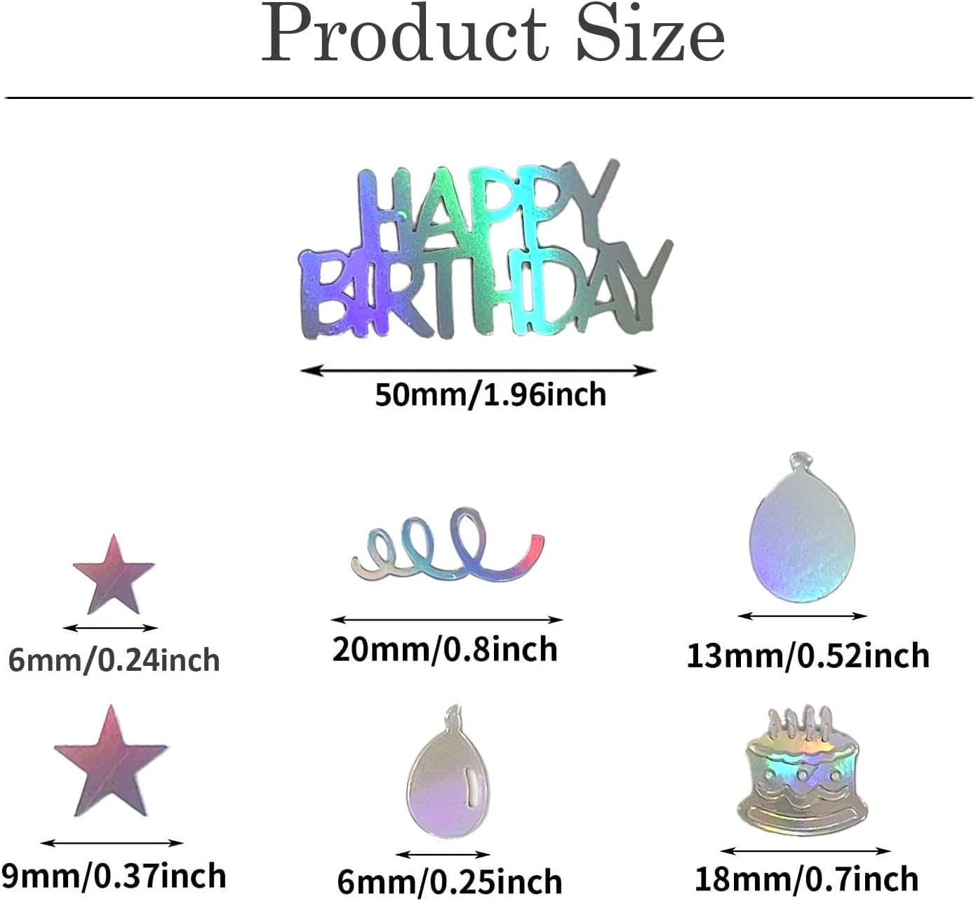 Iridescent Happy Birthday Confetti, Birthday Party Confetti Metallic Foil Sprinkles Confetti Decorations for Kids Adult Party Baby Shower Decor, DIY Arts and Crafting