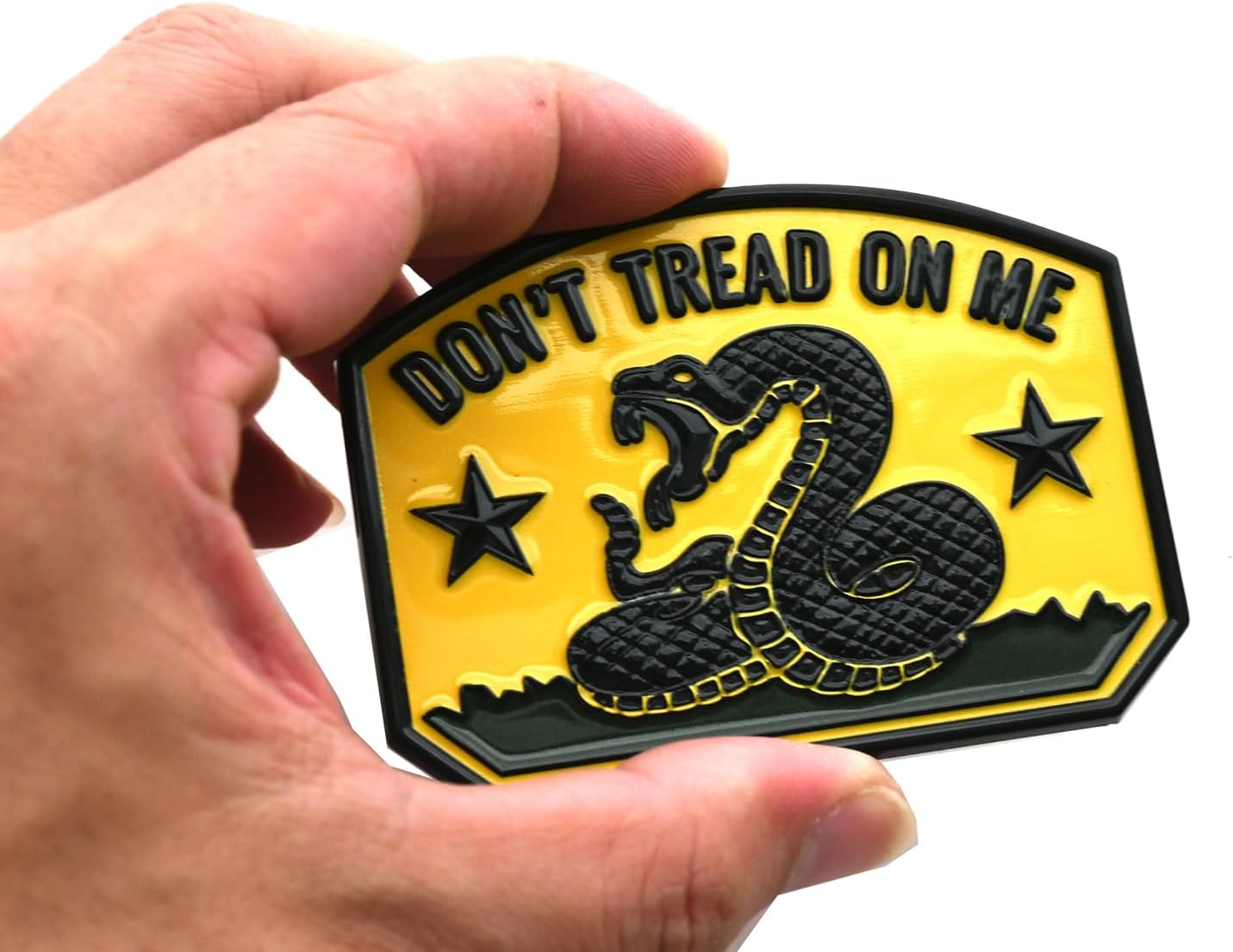 1x Gadsden Flag Rattlesnake Car Emblem 3D Decal Sticker with Don't Tread ON ME Slogan Fit for Car Truck Motorcycle Window Door and Flat Surface (Yellow)