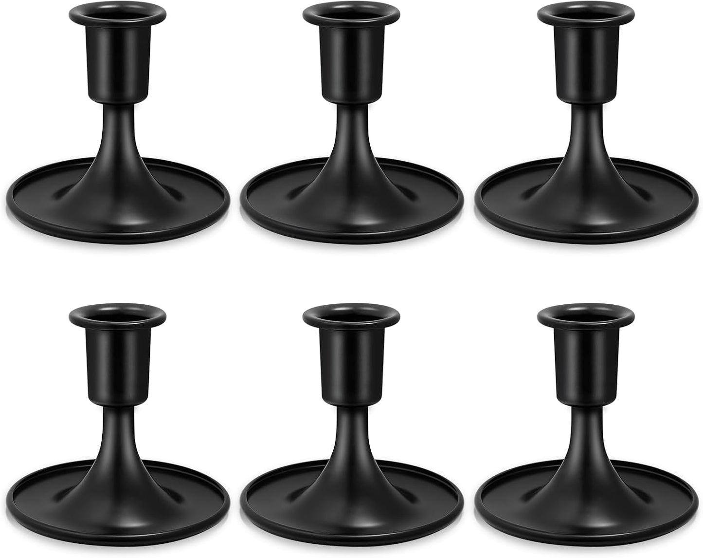 Candlestick Holders 6 PCS Short Metal Taper Candle Holders, KSWING Black Candle Stick Holders Set, Perfect for Table Centerpiece Mantel Party Wedding Christmas Home Decor, Set of 6